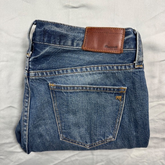 Madewell Denim - Madewell Boyjean Cropped Jeans Women's 26 Distressed Medium Wash Raw Hem